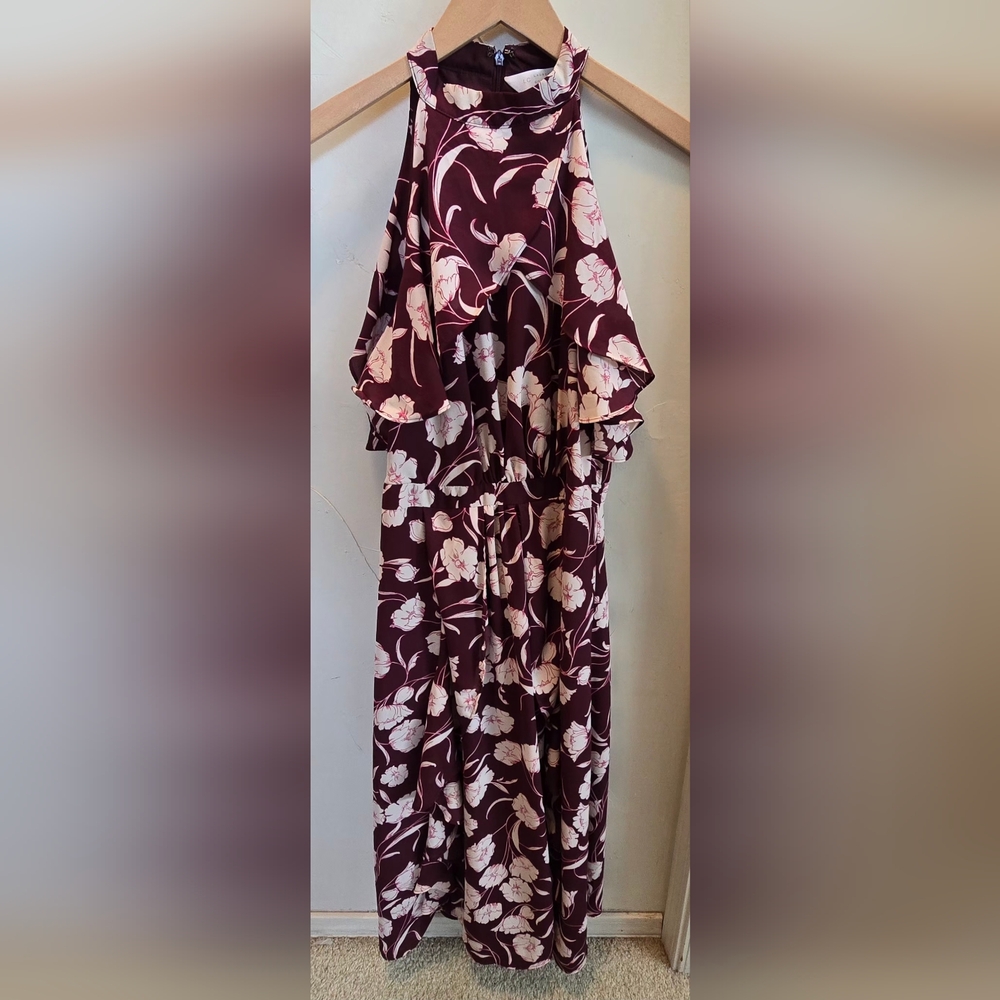 LC Lauren Conrad Floral Midi Dress - Burgundy White 4